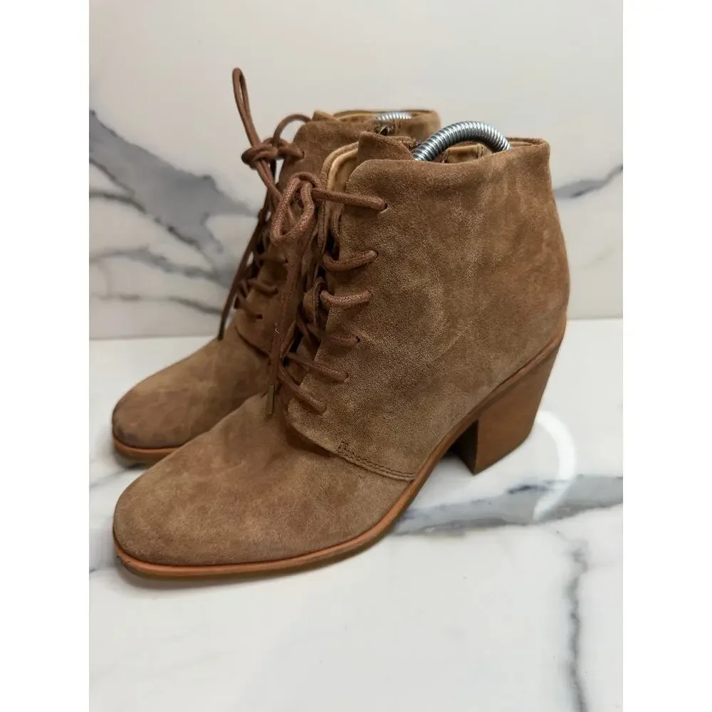 Sofft Women's Brown Suede Lace-Up Corlea Boots Sz 7.5 Zipper Victorian Witchcore